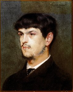 Portret van de Franse componist Claude Debussy (Zwarte steen en pastel) door Marcel Andre Baschet