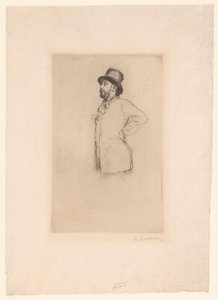 Portret van Edgar Degas door Marcellin Gilbert Desboutin (signed by artist)
