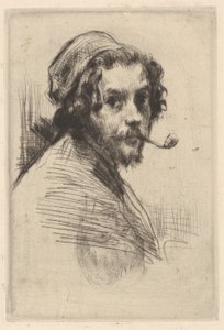 Zelfportret van Marcellin Gilbert Desboutin met pijp door Marcellin Gilbert Desboutin