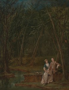 Liefhebbers in een open plek door Marcellus Laroon the Younger