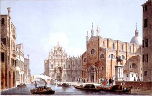 De Kerk van SS. Giovanni en Paolo en S. Marco, Venetië, gegraveerd door Brizeghel