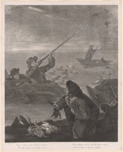 Het is mooi om te zien, zoals de menselijke gedachte... (Schieten vanuit de Schuilplaats) door Marco Alvise Pitteri after Pietro Longhi