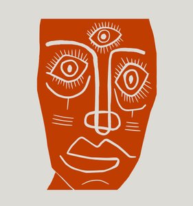 Masker, 2023 (linoleum op papier)