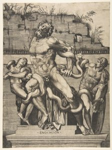 Laocoön en zijn zonen aangevallen door slangen, ca. 1515-27 door Marco Dente
