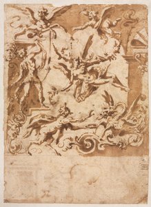 Grootse met een Sater die een Draak Voedt recto, Grootse met een Springende Centaur verso, ca. 1565-158