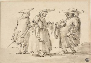 Karikaturen van Twee Mannen en een Vrouw door Marco Ricci