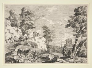 Landschap met vier ruiters door Marco Ricci