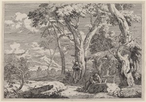 Wildernislandschap met Twee Monniken door Marco Ricci