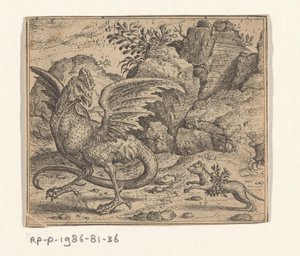 Fabel van de basilisk en de wezel door Marcus Gheeraerts (I)