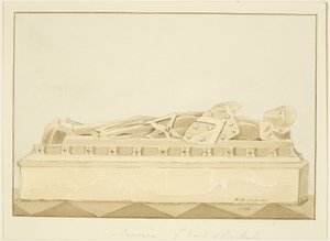 Beeld van Maurice, 7e graaf van Berkeley in de kathedraal van Bristol