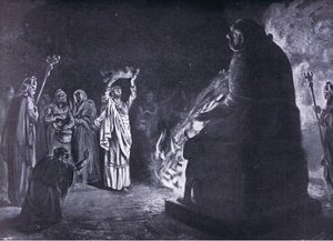 Een Fenicisch offer aan Moloch (litho) door Margaret Dovaston