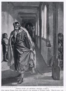 Johns woede bij de ondertekening van de Magna Carta AD1215 door Margaret Dovaston
