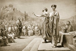 Pericles pleitend voor Aspasia, illustratie uit 