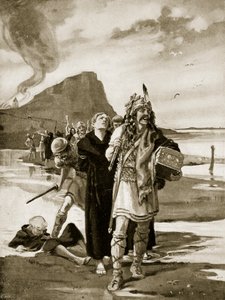 De plundering van Lindisfarne, illustratie uit 
