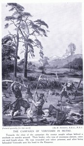 De veldtocht van Yoriyoshi in Mutsu (litho) door Margaret Dovaston