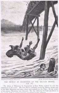 De nederlaag van Maxentius bij de Milviaanse brug 312AD door Margaret Dovaston