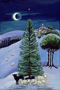 Schapen in een winterlandschap door Margaret Loxton