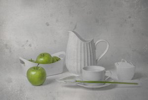 Stilleven met verse groene appels