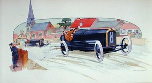 Een Peugeot Raceauto in de Grand Prix de France van 1911 door Marguerite (fl.1909 14) Montaut