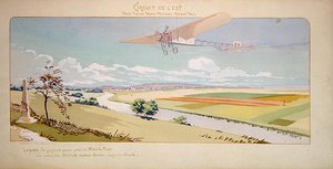Graaf Charles de Lambert in een Bleriot Eendekker vliegt de Westelijke Circuit, gepubliceerd door Mabileau, Parijs