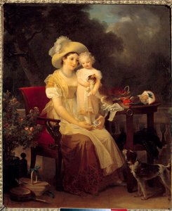 Vrouw zittend met een meisje op haar knieën door Marguerite Gerard