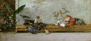 De kinderen van de kunstenaar, María Luisa en Mariano, in de Salón Japonés, 1874 door Marià Fortuny