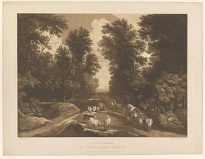 Bosrijk landschap met een pad en reizigers door Maria Catharina Prestel