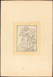Oude Man Wijst naar Links door Maria Catharina Prestel after Adriaen Pietersz van de Venne