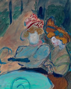 Twee vrouwen op een terras van een café