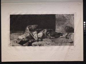Arabier die over het lichaam van zijn vriend waakt