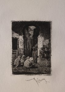 Tanger, Zittende Arabieren door Mariano Fortuny y Carbó