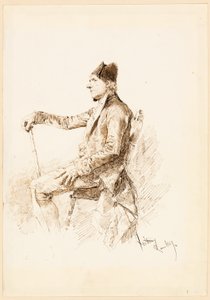 Zittende man in profiel door Mariano Fortuny y Marsal