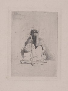 Zonder Titel - Hurkende Figuur met Stok