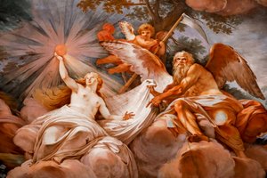 Romulus wordt verwelkomd in Olympus door Jupiter (detail)