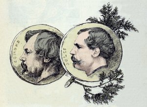 Portret van Edmond Goncourt (1822-1896) en Jules Goncourt (1830-1870) broers schrijvers. Ets door Marie Bacquemond (1841-1916)
