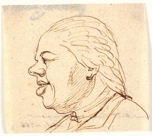Herenportret. Profiel naar links. Karikatuur