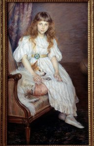 Het meisje met de witte hond of portret van Adeline Poznanska door Marie Louise Catherine Breslau