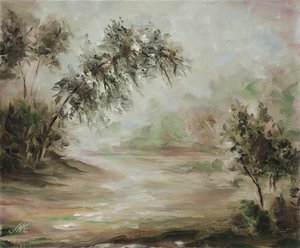Sereen mistig landschap