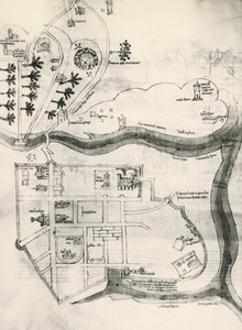 Kaart van Jeruzalem, uit Boek der Geheimen van de Getrouwen van het Kruis (Liber Secretorum Fidelium Crucis) door Marino the Elder (after) Sanuto