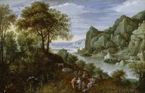 Rivierlandschap met Mijnbouw