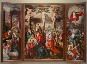 Kruisiging - Geboorte van Christus - Opstanding van Christus door Marten de Vos
