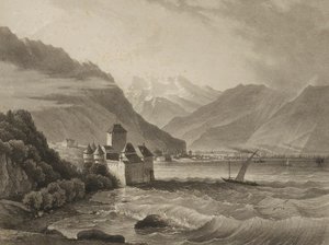 Chateau de Chillon; uitzicht vanuit Vevey door Martens