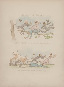 Pagina uit de Humours of Cynicus (gekleurde gravure)