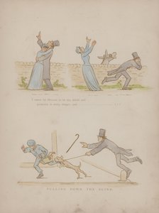 Pagina uit de Humours of Cynicus (gekleurde gravure)