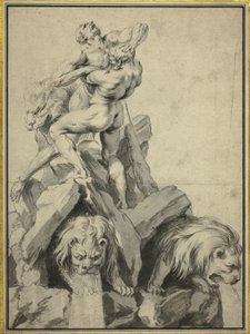 Hercules en Antaeus Ontwerp voor een Fontein door Martin Desjardins