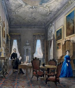 Venetiaans interieur, aquarel door Don Martin (actief in 1896), Italië door Martin Don