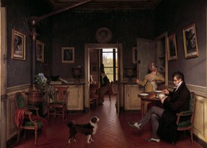 Een interieur van een eetkamer in 1815