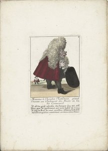 De dwerg Chevalier Rondeau als een parlementslid, ca. 1710 door Martin Engelbrecht (attributed to)