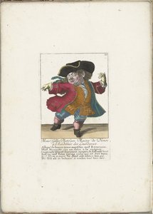 De dwerg Gilles Platfues als Franse dansmeester, ca. 1710