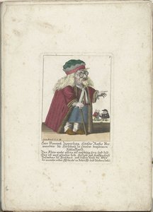 De dwerg Vincentz Zipperling in een bontjas, ca. 1710